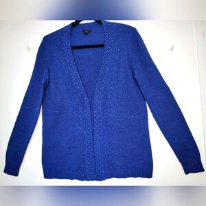 Ann Taylor women's knitted cardigan,silver studs, size S oversized,cotton blend.